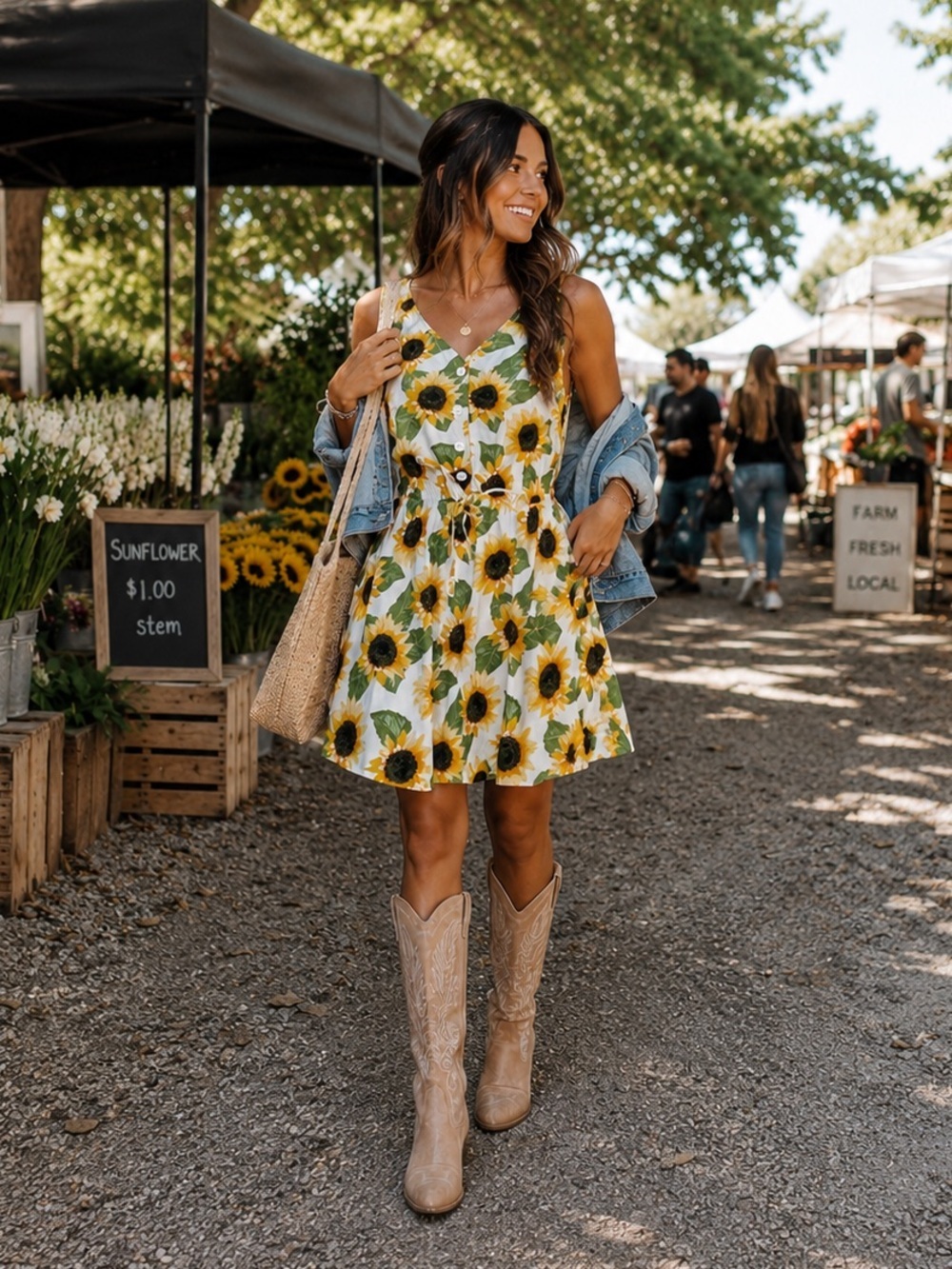 Mimi Chica Loves You Sunflower Sleeveless Dress - Medium